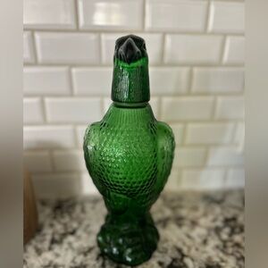 vintage green glass eagle decanter